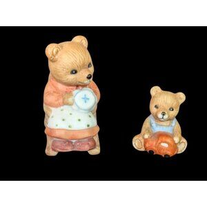 Vintage Homco Mama Baby Bear Figurines 1470 Collectibles Miniatures Adorable